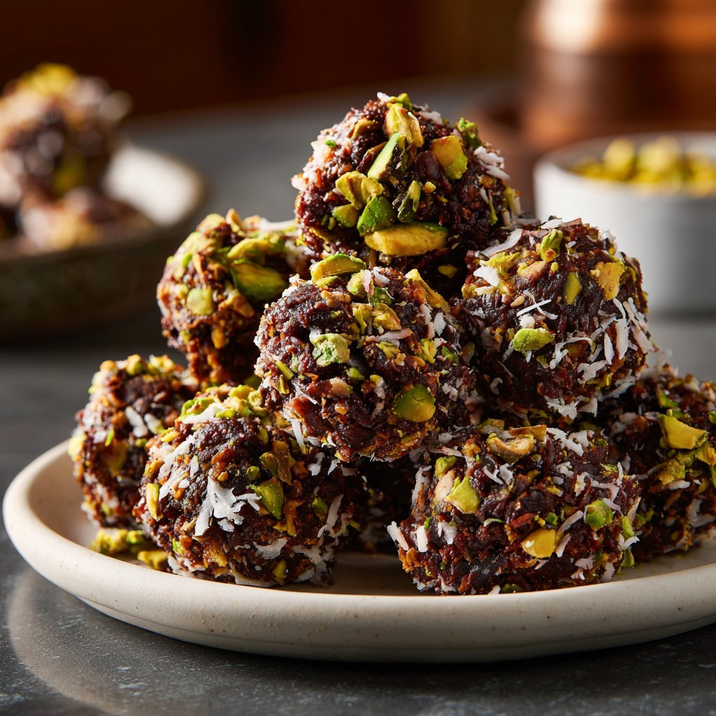 Chocolate Pistachio Coconut Bites