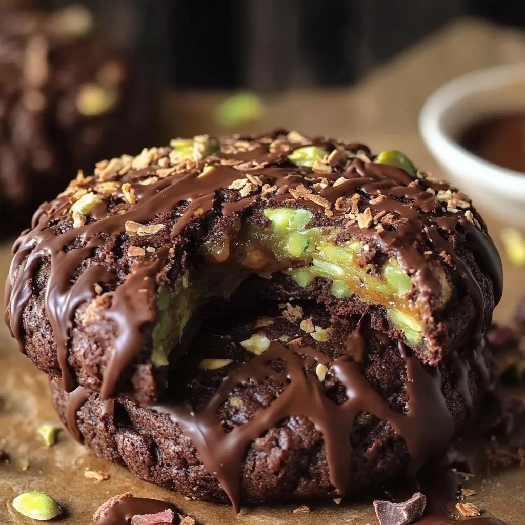 Pistachio Kunafa Chocolate Cookies