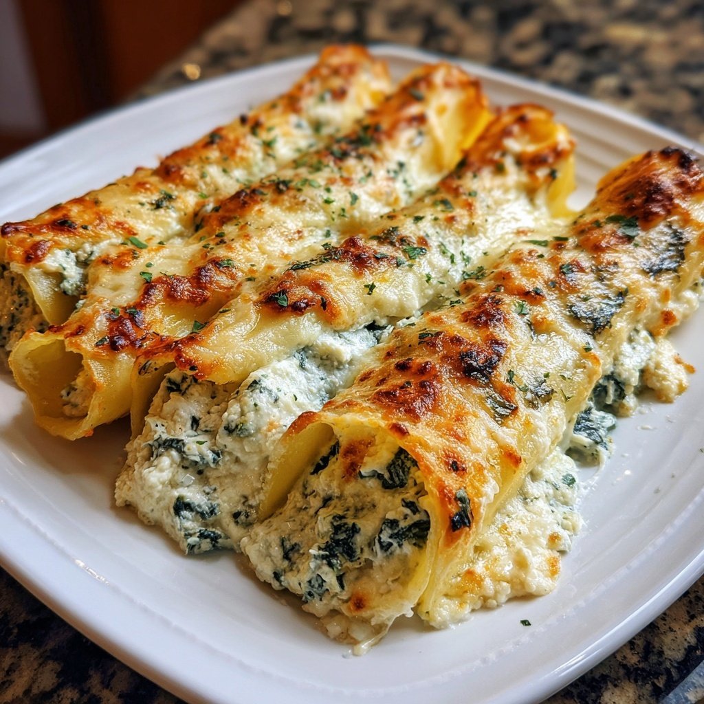 Spinach and Ricotta Stuffed Manicotti