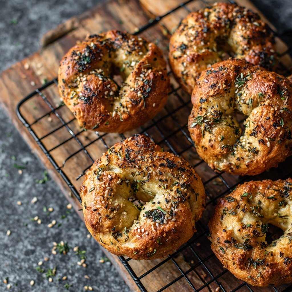 Air Fryer Garlic Herb Bagels