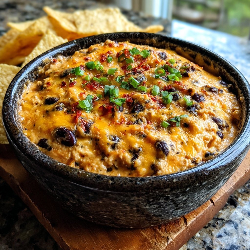 Super Bowl Appetizer Bean and Cheese Dip
