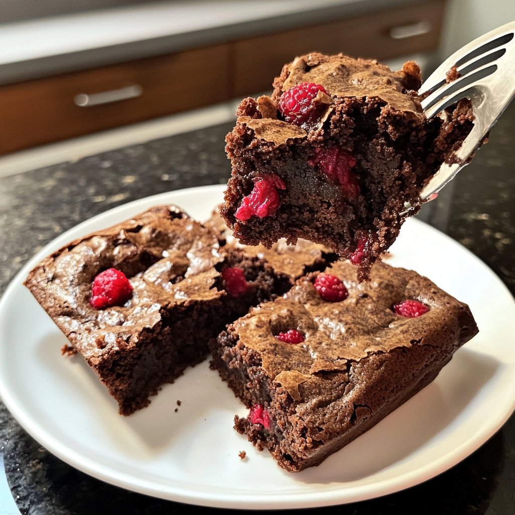 Cottage Cheese Brownies with Raspberries