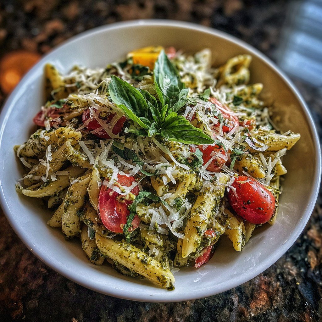 Healthy Lunch Pesto Pasta Salad