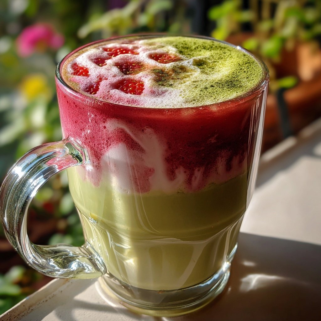 Strawberry Matcha Latte With Milk