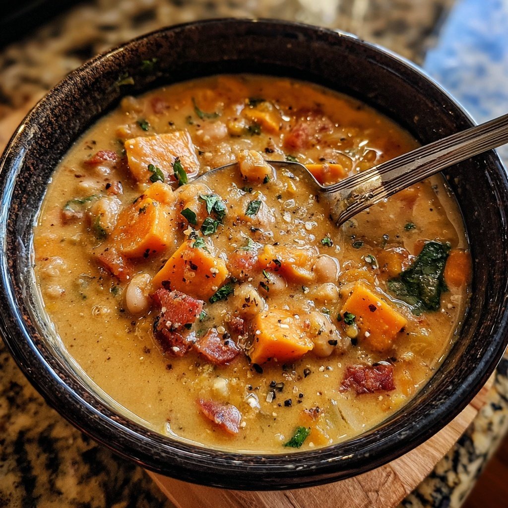 Healthy Crockpot Sweet Potato White Bean Chili