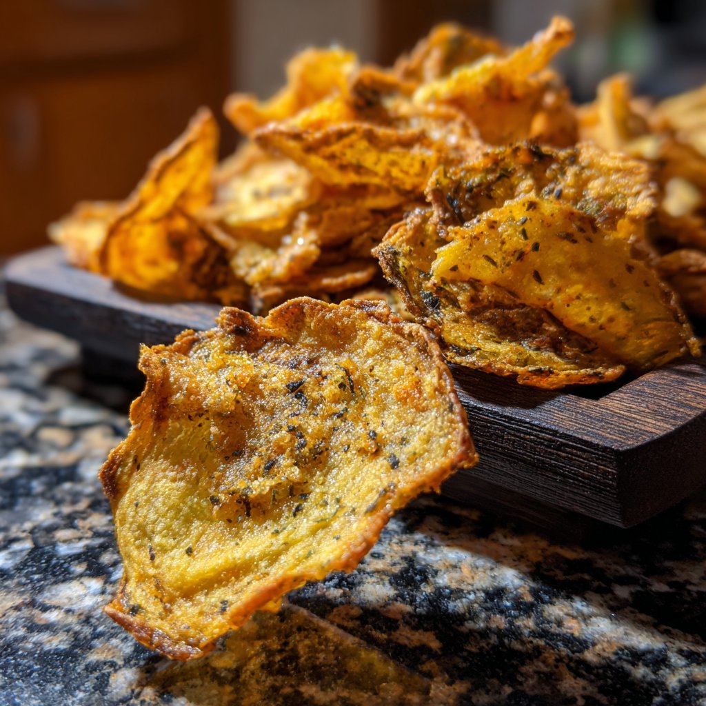 Crispy Eggplant Garlic Chips