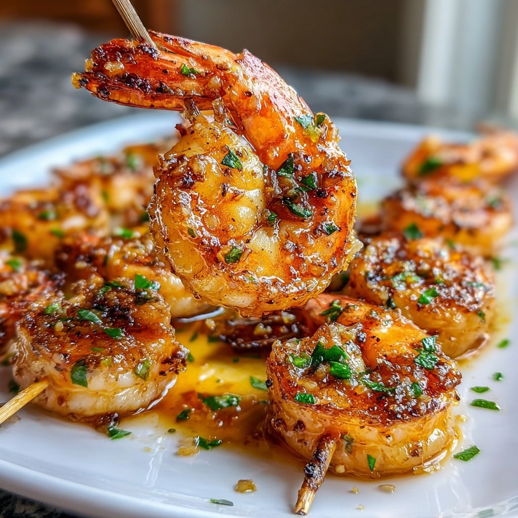 Honey Garlic Butter Shrimp Skewers