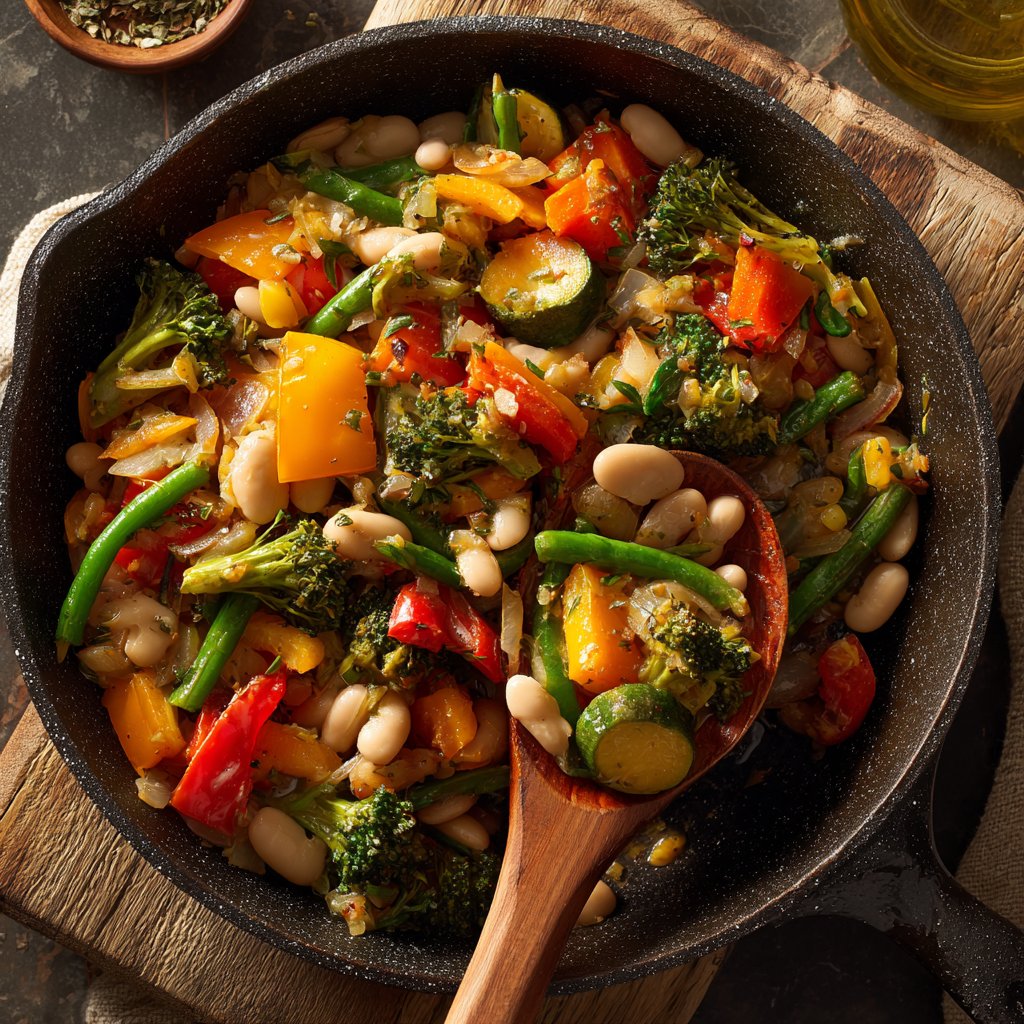Roasted Veggie White Bean Skillet