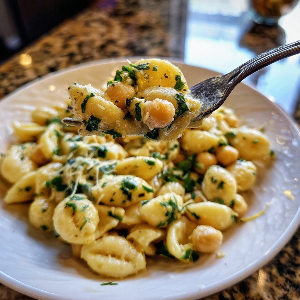 Garlic Lemon Chickpea Pasta
