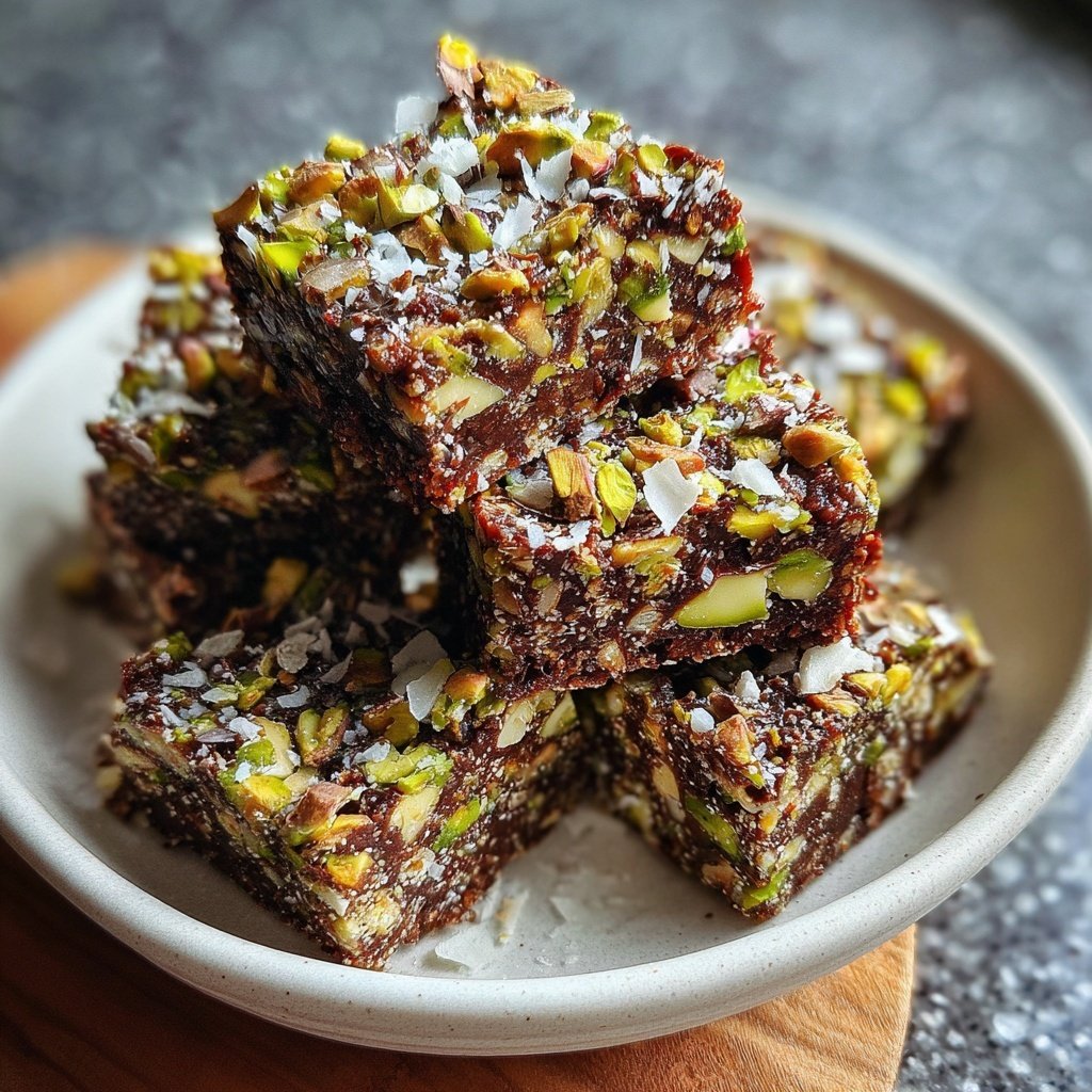 Chocolate Pistachio Coconut Squares