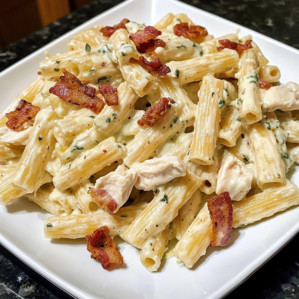 Creamy Chicken Bacon Ranch Pasta
