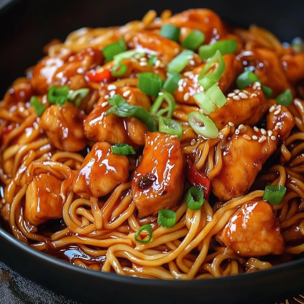 Sticky Garlic Chicken Noodles